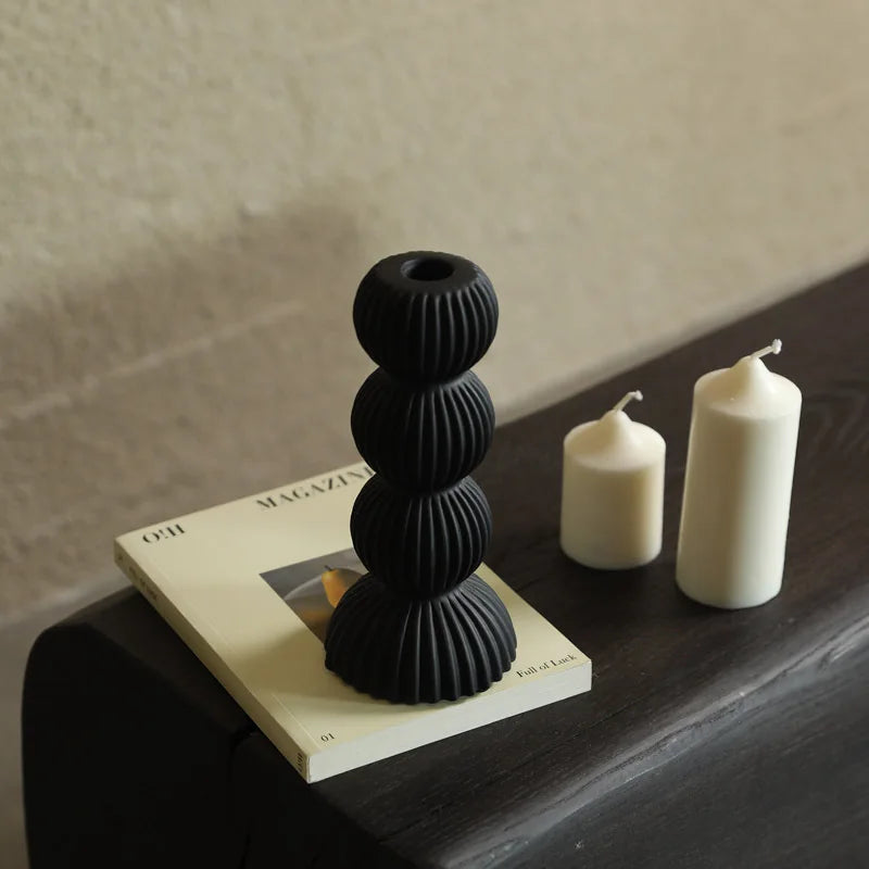 DecorBites™ Geometric Ceramic Candle Holder Ornaments Sphere Stripes Decoration Candlestick