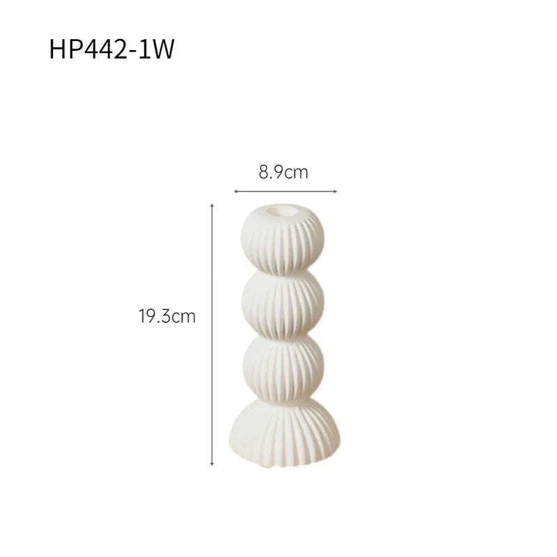 DecorBites™ Geometric Ceramic Candle Holder Ornaments Sphere Stripes Decoration Candlestick