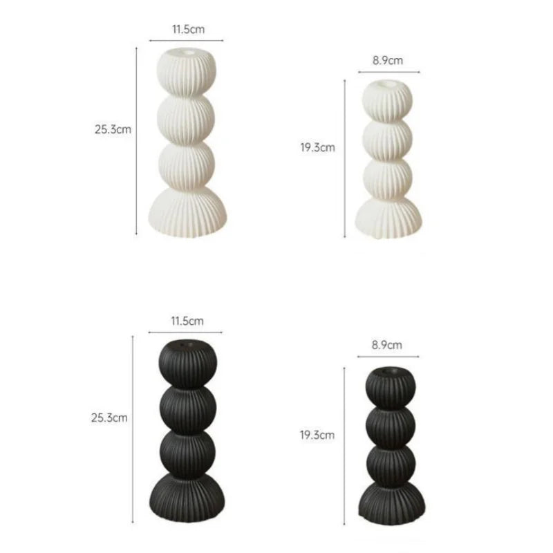 DecorBites™ Geometric Ceramic Candle Holder Ornaments Sphere Stripes Decoration Candlestick