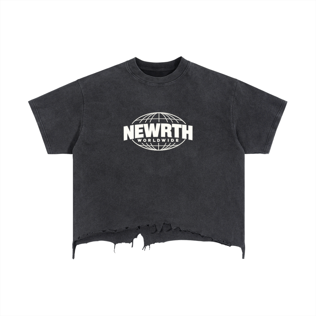 Vintage Wash Boxy Distressed Hem T-Shirt